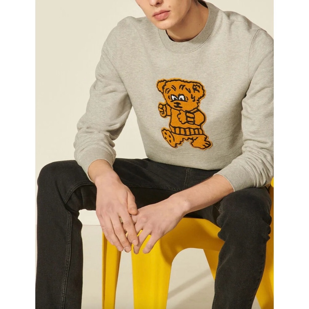 Sandro Paris Bear Patch Sweatshirt RARE